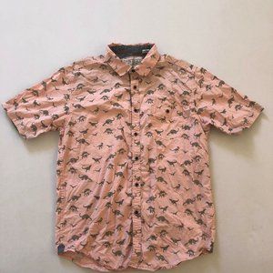 Vintage Revival Men's Pink Dinosaur Print Shirt